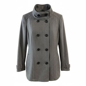 Guess Gray Double-Breasted Wool Blend Jacket- Large